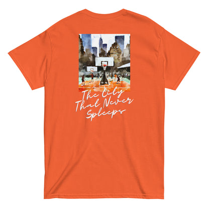 “The City That Never Sleeps” Embroidered T-shirt - Orange
