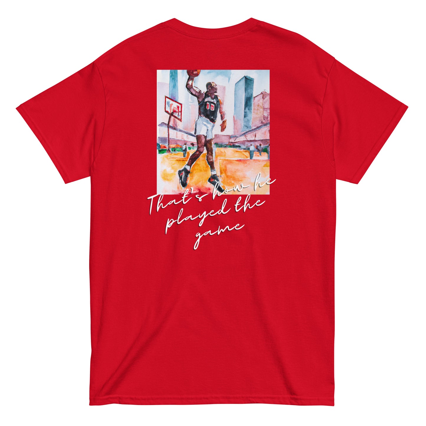 “That's How He Played The Game” Embroidered T-shirt - Red